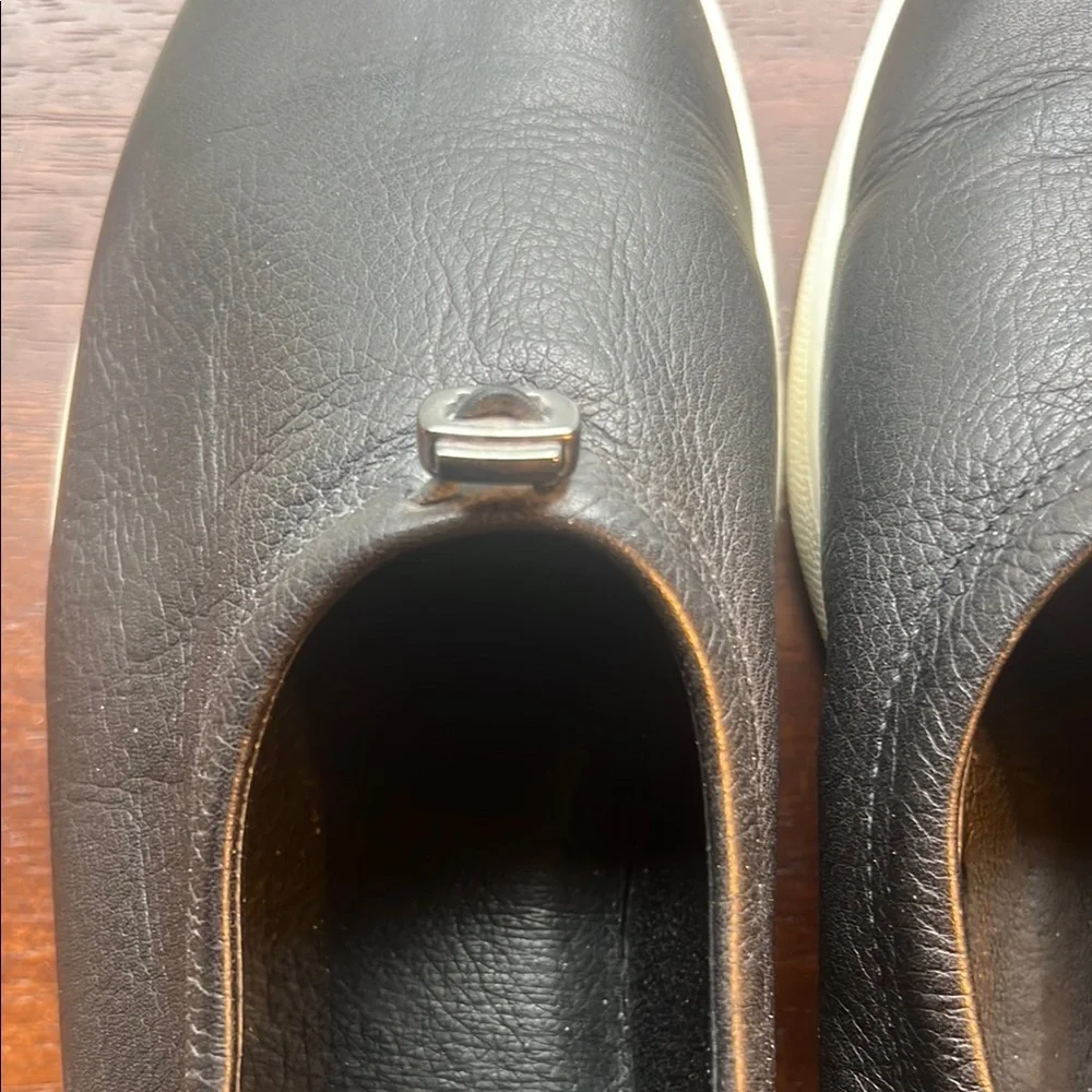 Eileen Fisher Black Leather Slip-On Sneakers